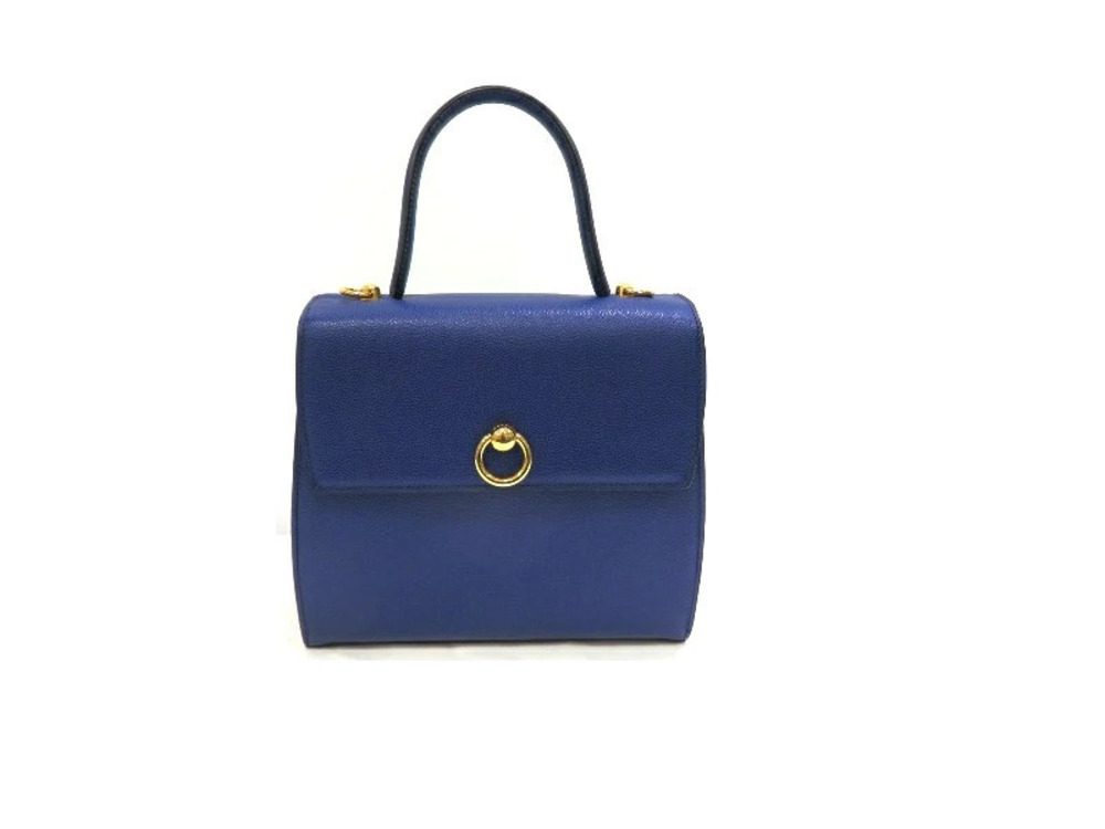 Celine royal blue structured leather 2way shoulder bag top handle